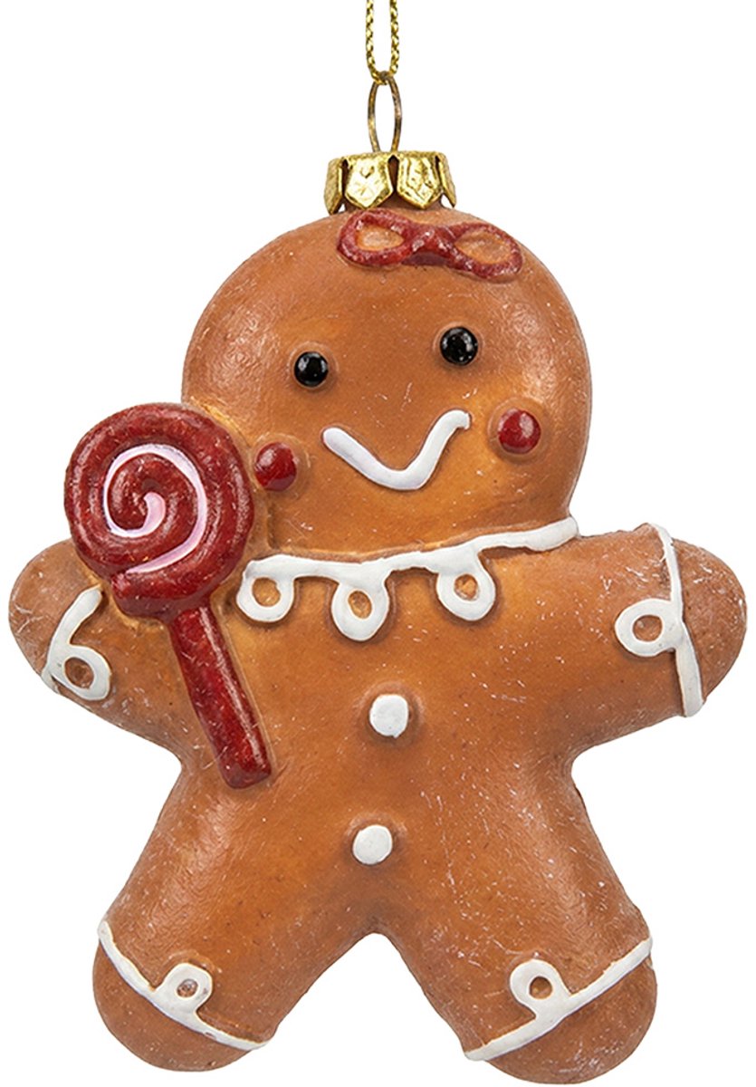 Clayre & Eef Kersthanger Gingerbread man Bruin Kunststof