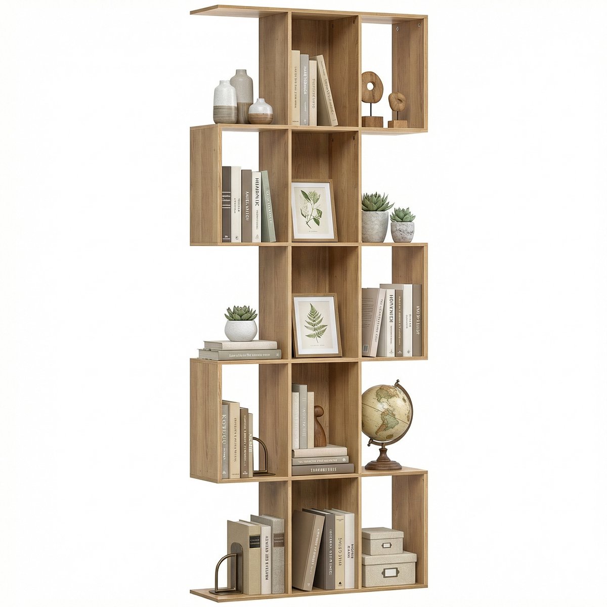 Homcom Boekenkast-MDF-80 x 24 x 200 cm-Eiken geel