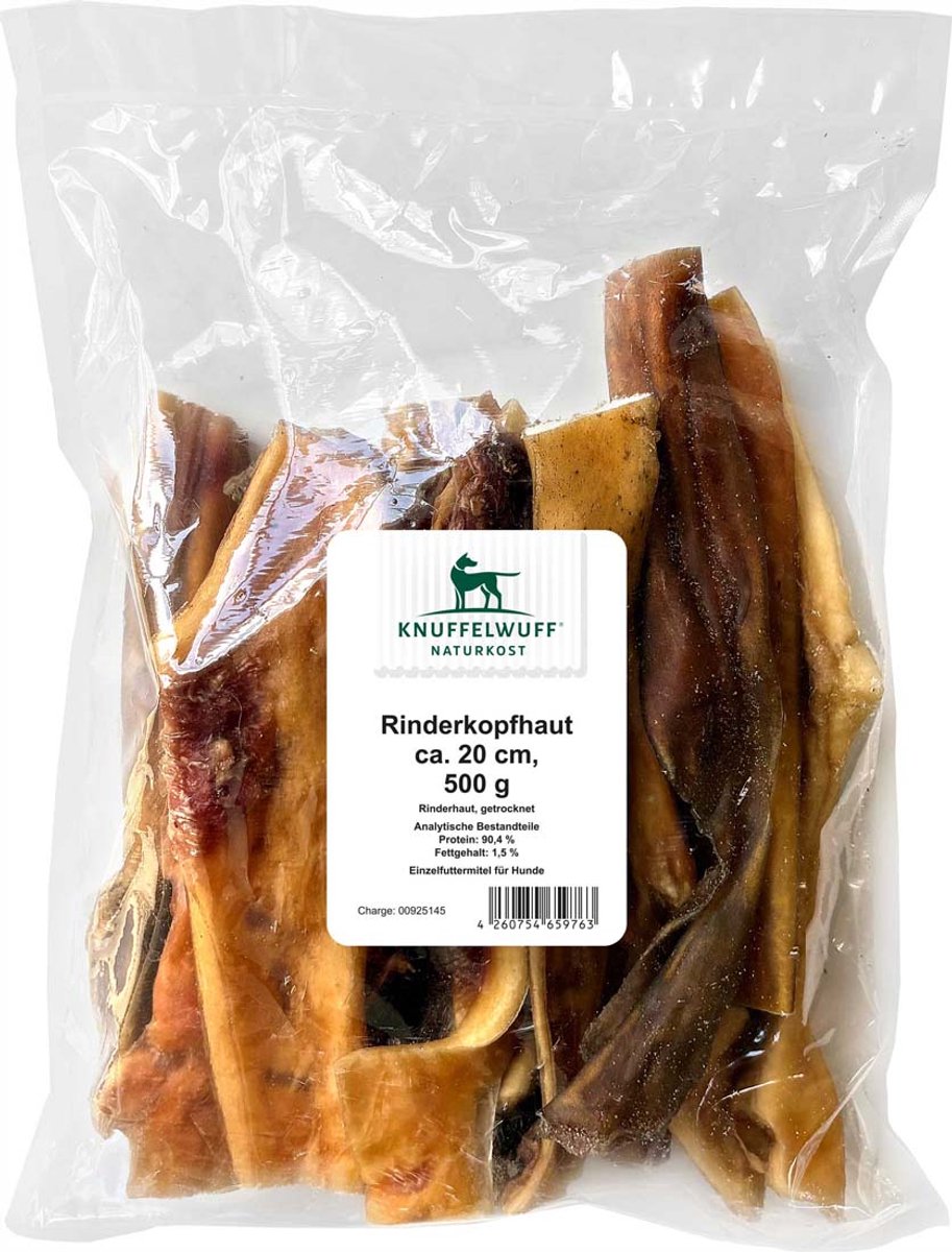 Knuffelwuff Runderhoofdhuid-kort 500g
