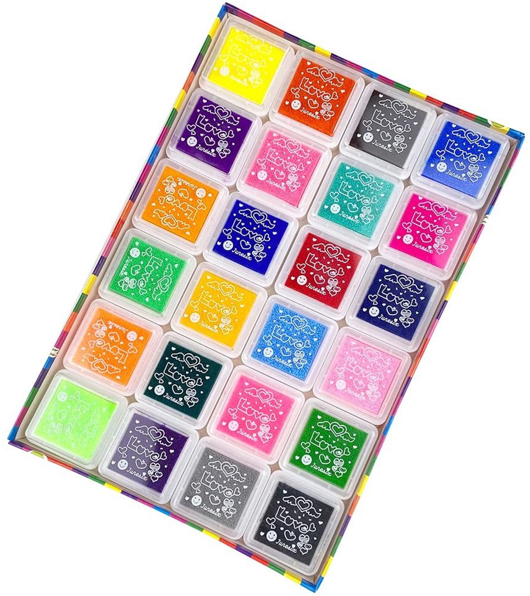 Claoner Kinderen vinger schilderij afdrukken mat set 24 kleuren DIY vingerafdrukken schilderij zegel afdrukken mat geschikt voor kinderen kunst handwerk