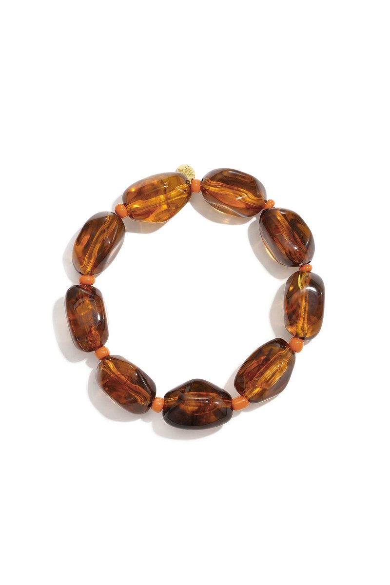 Nola - Kralen Armband - Acryl & Stainless Steel - - Amber