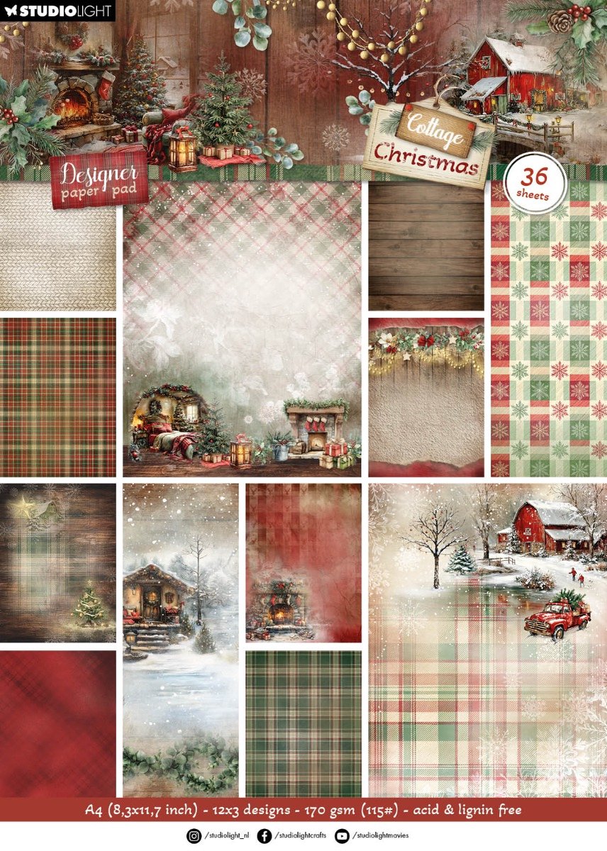 Design Paper pad Background paper - Cottage christmas nr. 484