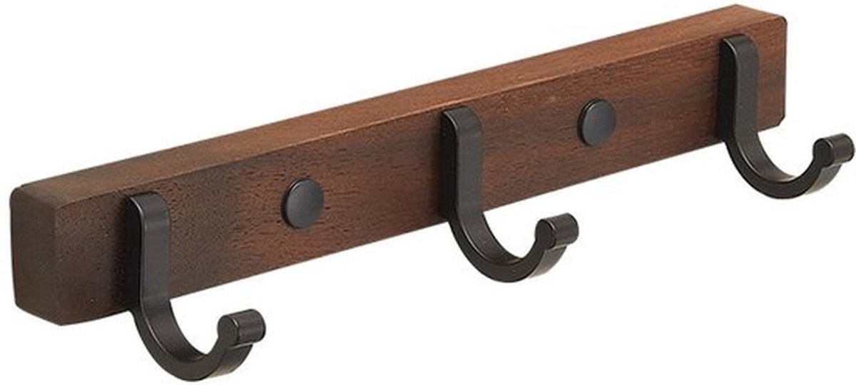 Kledinghaak, verdikte wand kleding- en hoedenhaak, wandhaak, haak, gebruikt als decoratieve haak voor jassen, tassen, handdoeken en hoeden (zwart - 4 haken)
