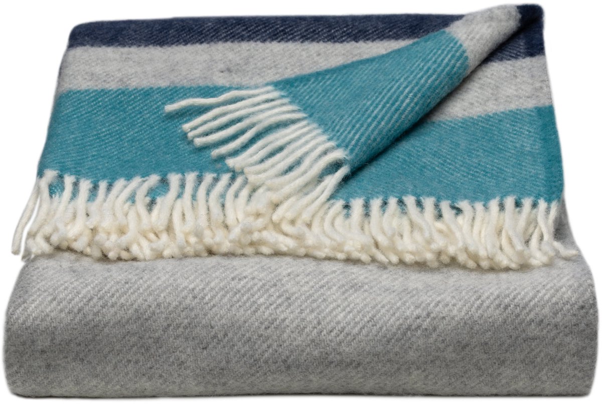 WOOOL Luxury Plaid - ALASKA (Breeze) - 150x183cm