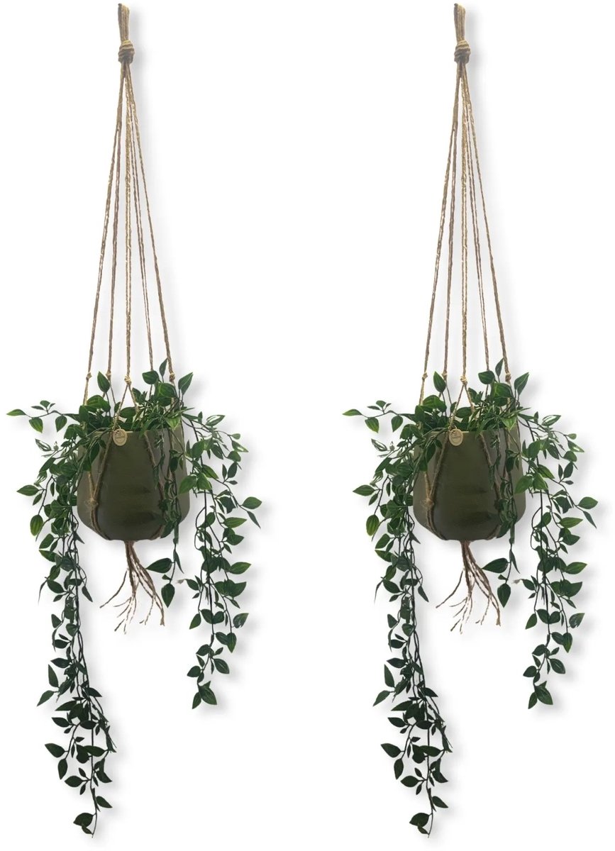 Voordeelset van 2 Plantenhangers - Jute - Kies Lengte - 30 cm lang - Geschikt voor Pot met Diameter van c.a. 8 cm - Handgemaakt in ons Macramé Atelier - 2 Stuks - Let op: Exclusief Pot - Inclusief Verzendkosten