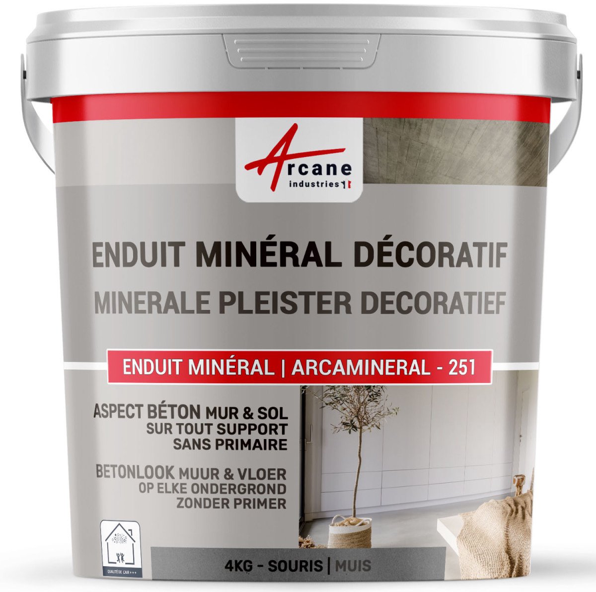 DECORATIEVE GEKLEURDE MINERALE PLEISTER MET BETONASPECT - decoratieve muur- en vloerpleister