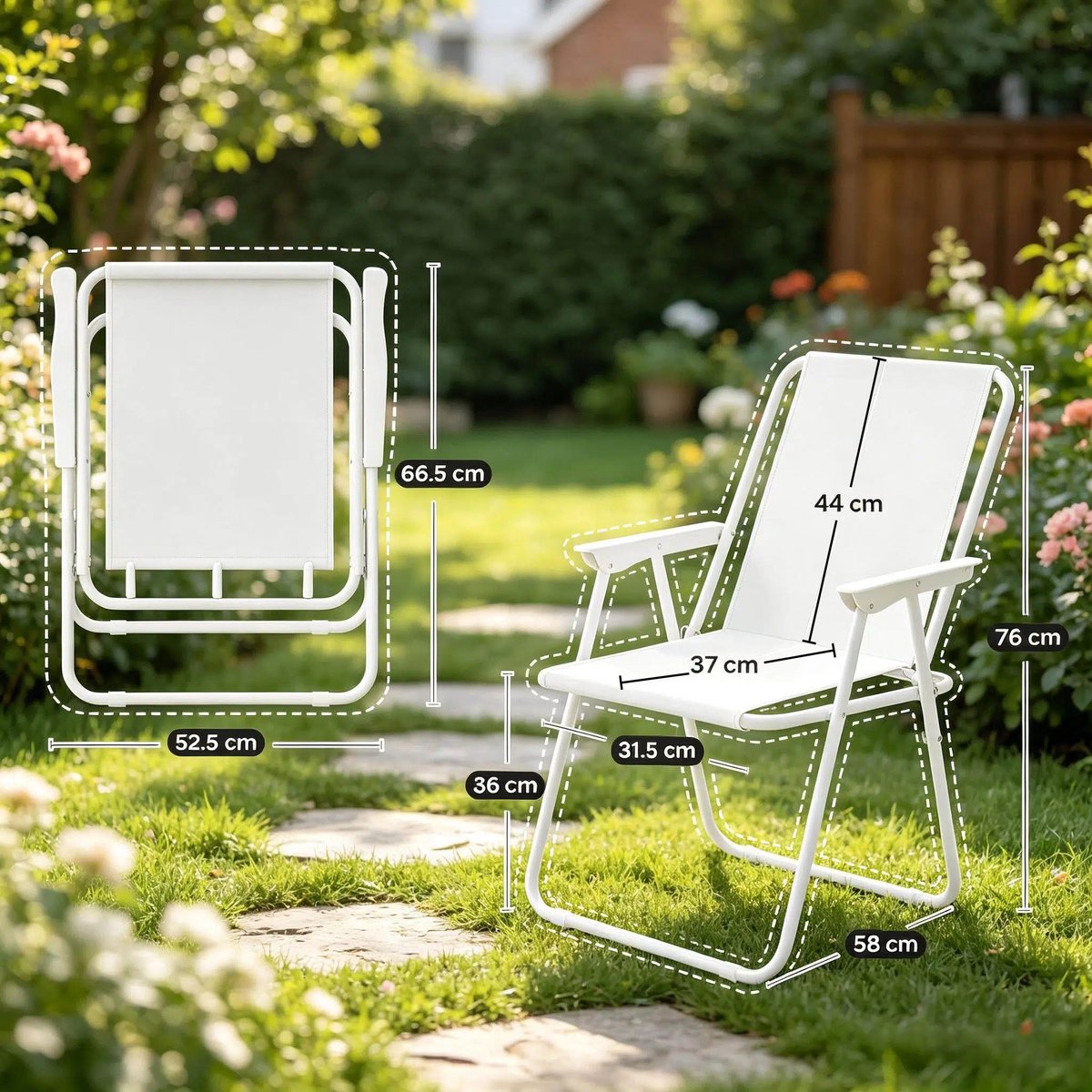 Lichte stoel buiten - opvouwbare campingstoel - ijzeren frame - Oxford stof kussen rugsteun