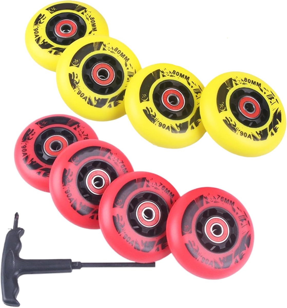 Vervangende Wielen Skate Onderdelen Inline Skaten ABEC 9 Lagers 76 & 80 mm