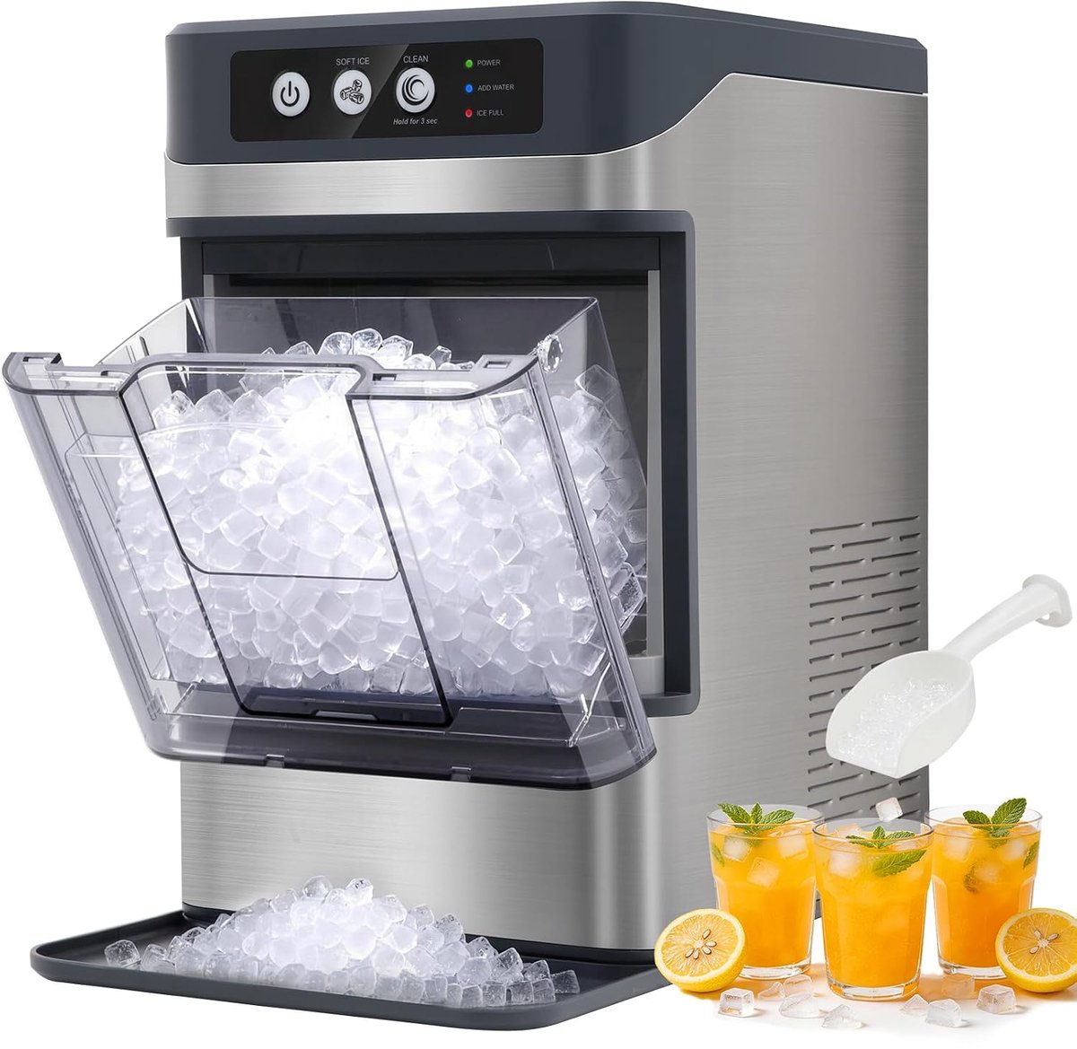 IJsblokjesmachine Nugget ijs Dranken Koelen Snelle ie 15 kg per dag Zwart
