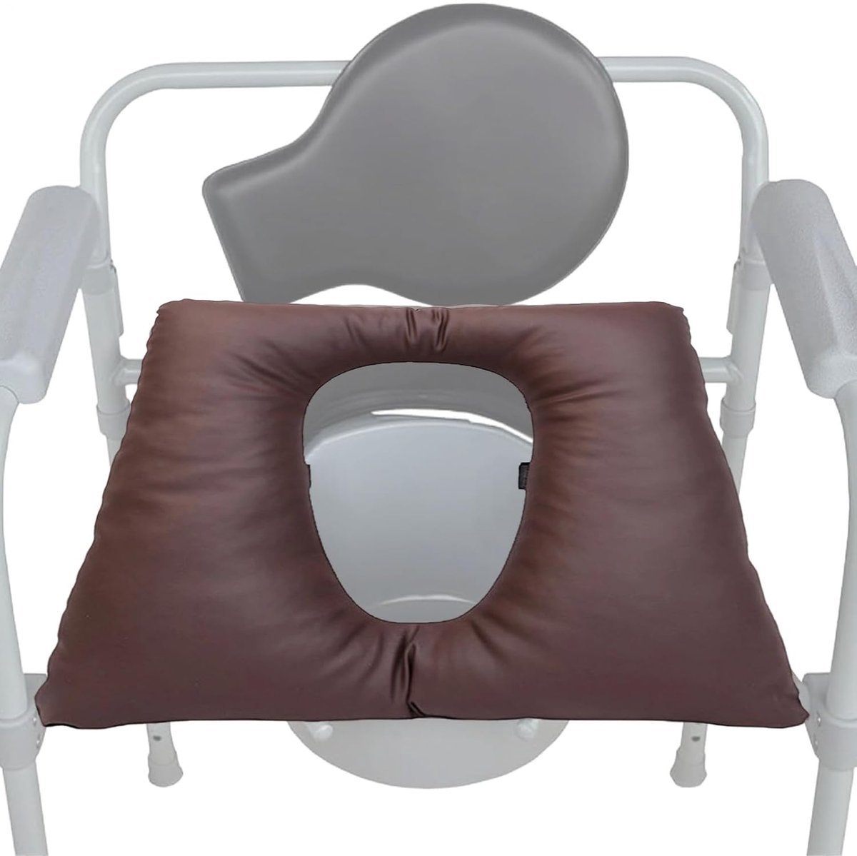 Verhoogde toiletbril - Toiletverhoger kussen - Veiligheid badkamer - Waterdicht PU-leer - 42 x 42 x 8 cm - Grijs
