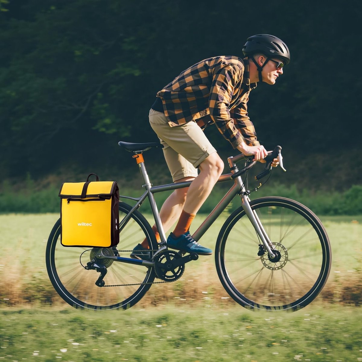 Enkele Fietstas - Geel - Waterbestendig PVC 500D - 22 Liter Opbergruimte - Voor Dagelijks Gebruik