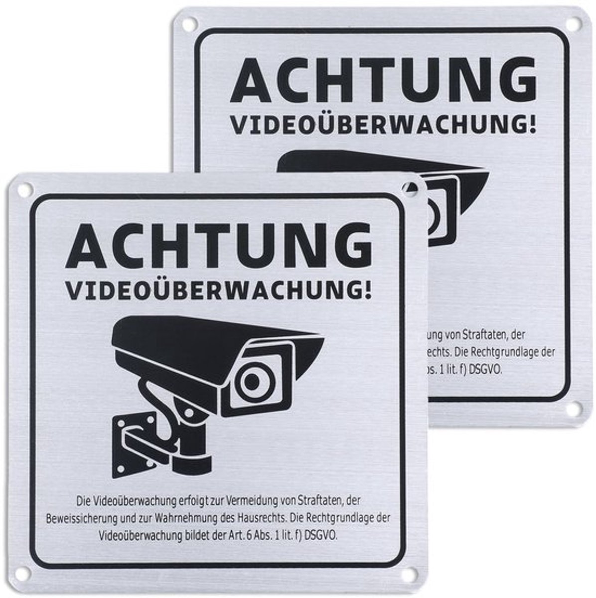 Bord voor videobewaking - 2 stukken - aluminium - 15x15 cm
