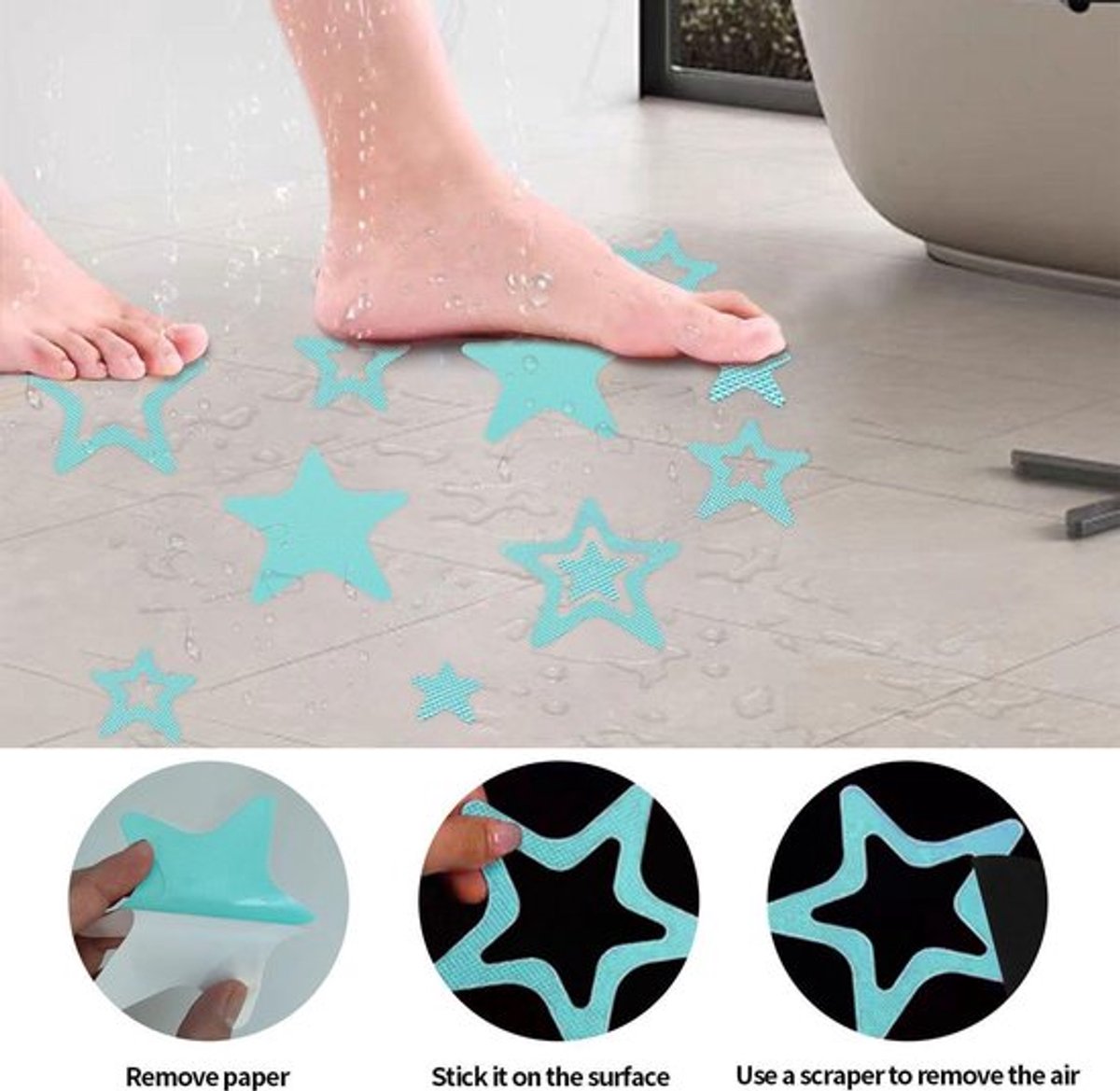 Set blauwe antislip stickers Allecto Plus, 24 stukken