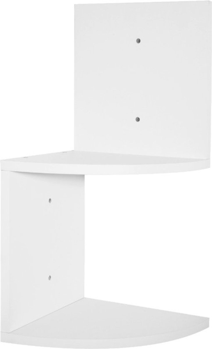 Boekenkast Wit - Hout, 2 lagen en Wandplank voor tegen de muur met Set van 3 - Voor Tegen De Muur