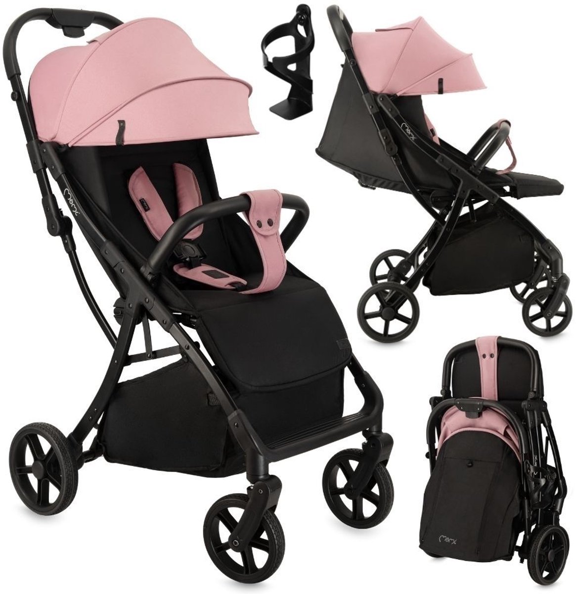 MoMi PAOLA - Compacte Buggy - Automatisch Opvouwbaar - Verstelbare Rugleuning - Roze
