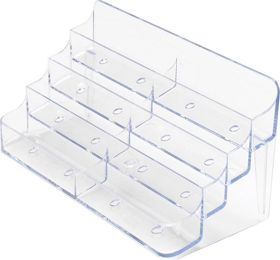 Deflecto visitekaartenhouder 2 x 4 opbergvakken | transparant