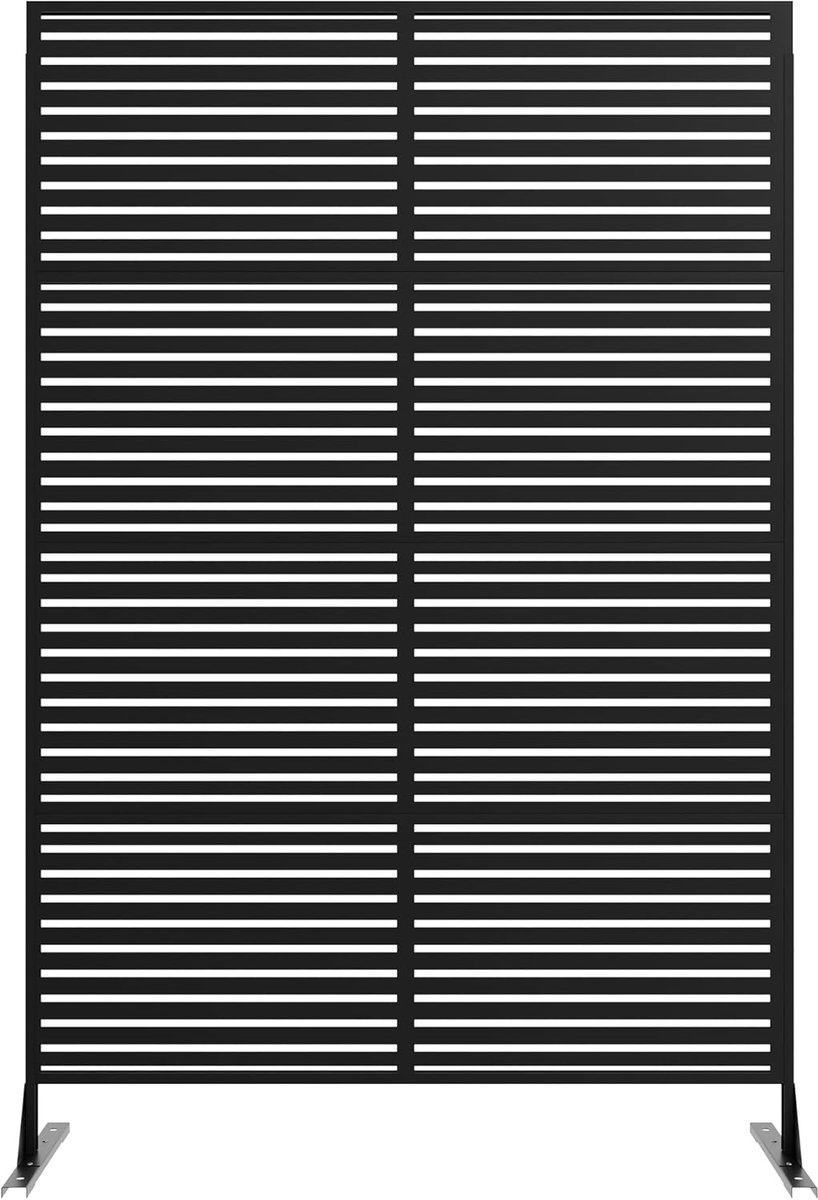 Metalen Privacy Scherm Outdoor & Indoor - Vrijstaande Paravent 180 x 117 cm - Modern Decoratief Tuinscherm - Kamerverdeler met Stabiele Poten - Voor Terras, Balkon en Woonkamer - Zwart