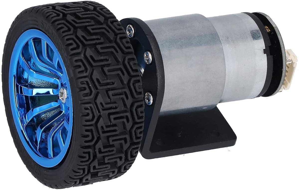 Encodermotor DC 6V - Gelijkstroom motor - Robotbouw Projecten - Laag Geluidsniveau - 6 mm D-as - Zilverkleurig