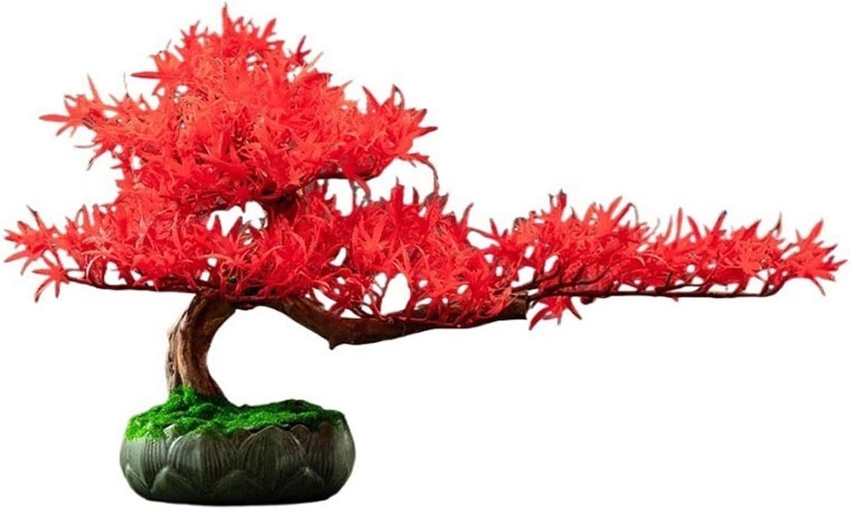 Kunstplant Bonsai - Nep Groene Plant - Woonkamer Decoratie - Realistische Bladeren - Keramische Pot - Groen
