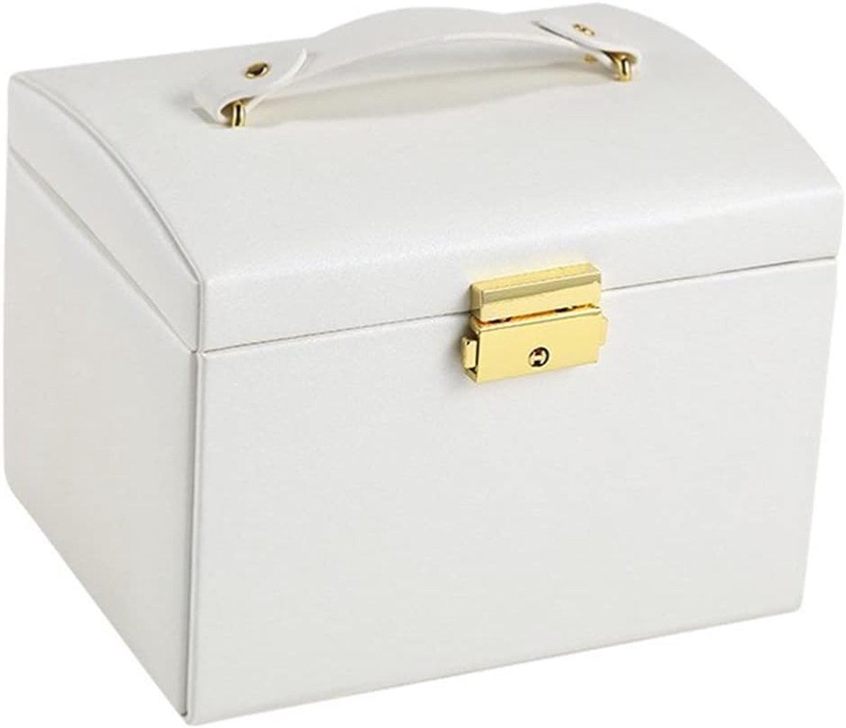 Sieradendoos - Opbergdoos Organizer - Sieraden Opbergen - Drielaags Ontwerp - Grote Capaciteit - Leer