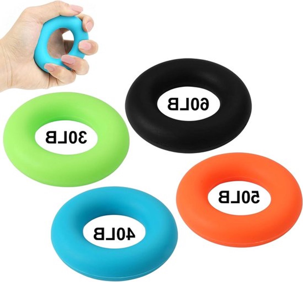 Allecto Plus - Handgreepversterkers voor onderarm en vingertrainer - Set van 4