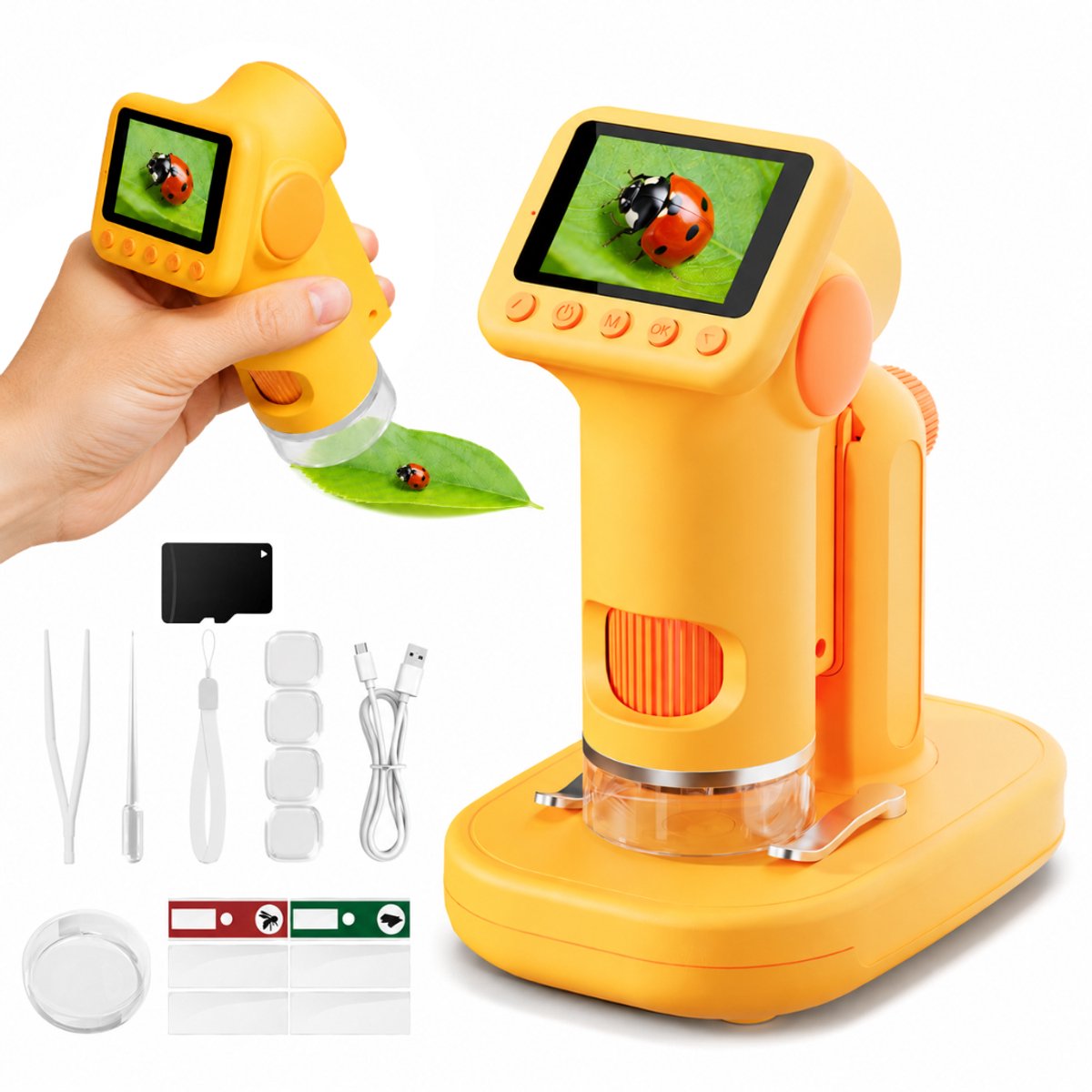 Luumuu® Microscoop voor Kinderen - Kinder Vergrootglas - Draagbare Digitale Miniscope - Mini Scope - Handmicroscoop - Educatief Buitenspeelgoed - Montessori Zakmicroscoop USB - Wetenschappelijk Digiscope - Microscoopset - Junior Wetenschap Speelgoed