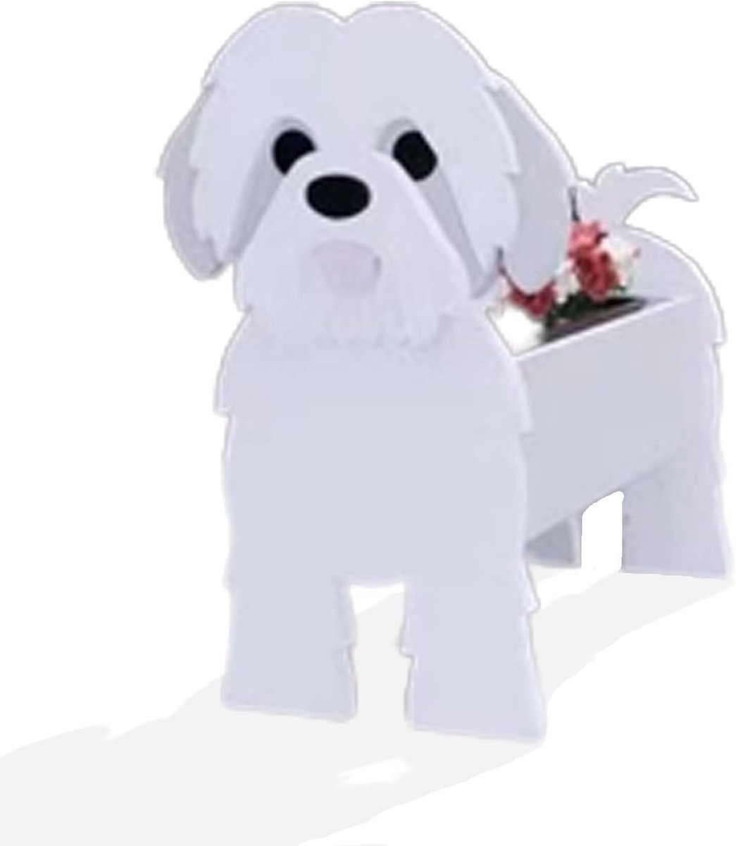 Honden Bloempot - Dieren Plantenbak - Tuin Decoratie - PVC Materiaal - 34x24 cm - Bruin
