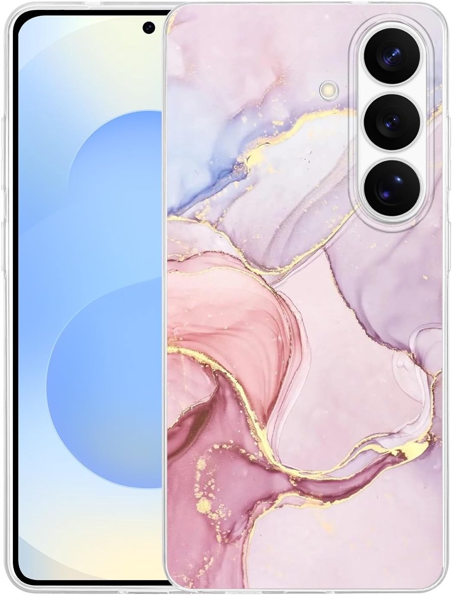 Ultra-dunne roze marmer patroon siliconen hoes voor Samsung Galaxy S26 (2026), schokbestendig, krasbestendig en antislip ontwerp voor dames