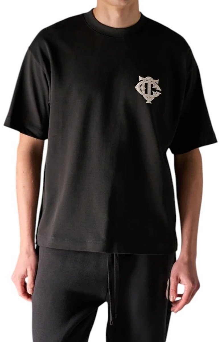 The Couture Club Heren T-shirt Zwart TCCM2971 Monogram Applique Emblem