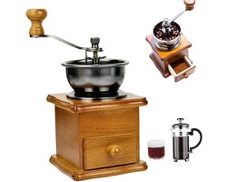 Handmatige Koffiemolen - Koffiemolen met Pot - Koffie Zetten - Keramische Maalschijf - 18 cm - Lichtbruin