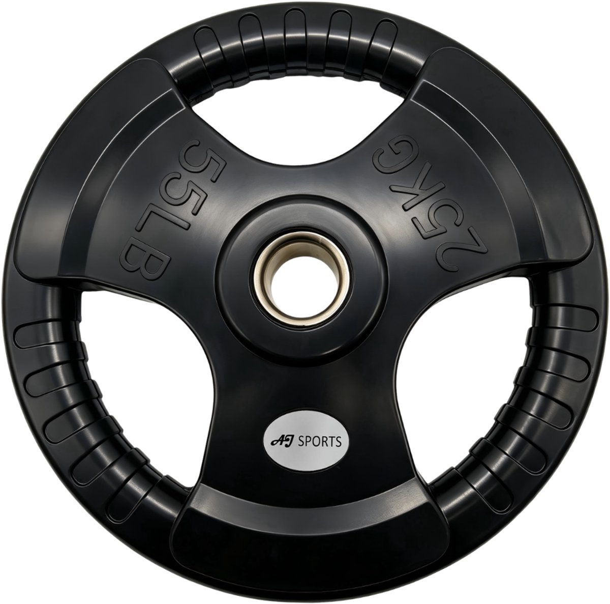 AJ-Sports Olympische Halterschijf 25kg - 1 stuk - Rubber - Handgrepen - 50 mm - Ø 50 mm - Zwart - Sport Gewichten voor Thuis - Geschikt voor Fitness, CrossFit & Functional Training