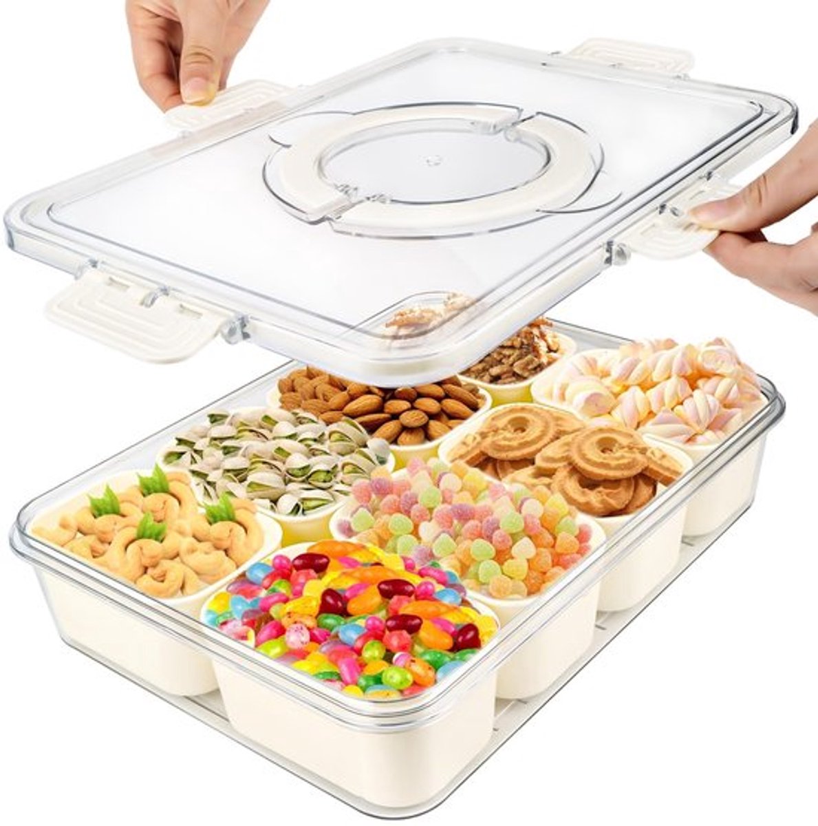 IMstore - Snack Box met Compartimenten - Herbruikbare Snack Box - Handig met Deksel