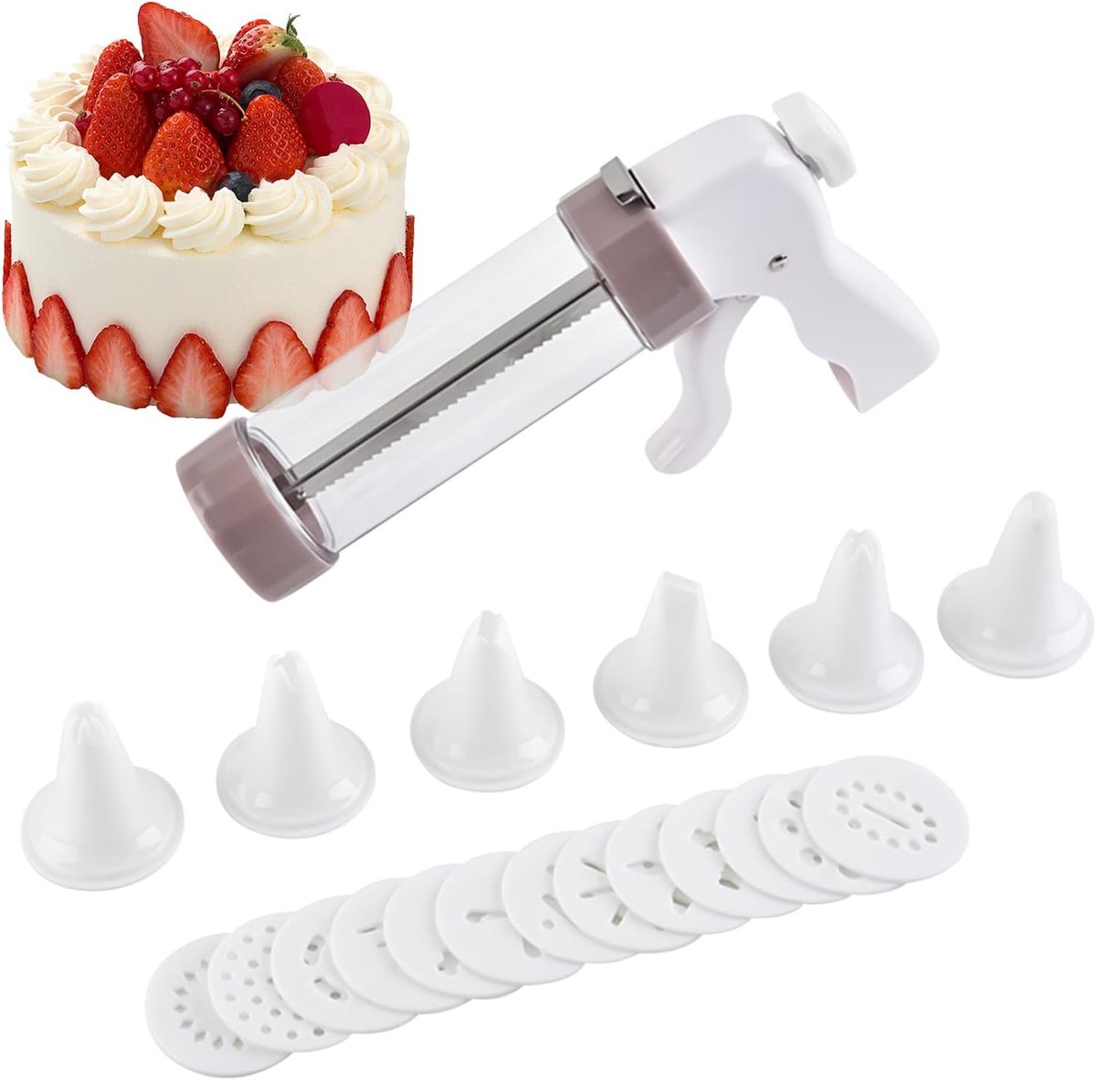 Koekjesmaker Apparaat - Koekjespers Bakgereedschap - Zelf Koekjes Maken - 13 Vormschijven - 22x14.5 cm - Wit