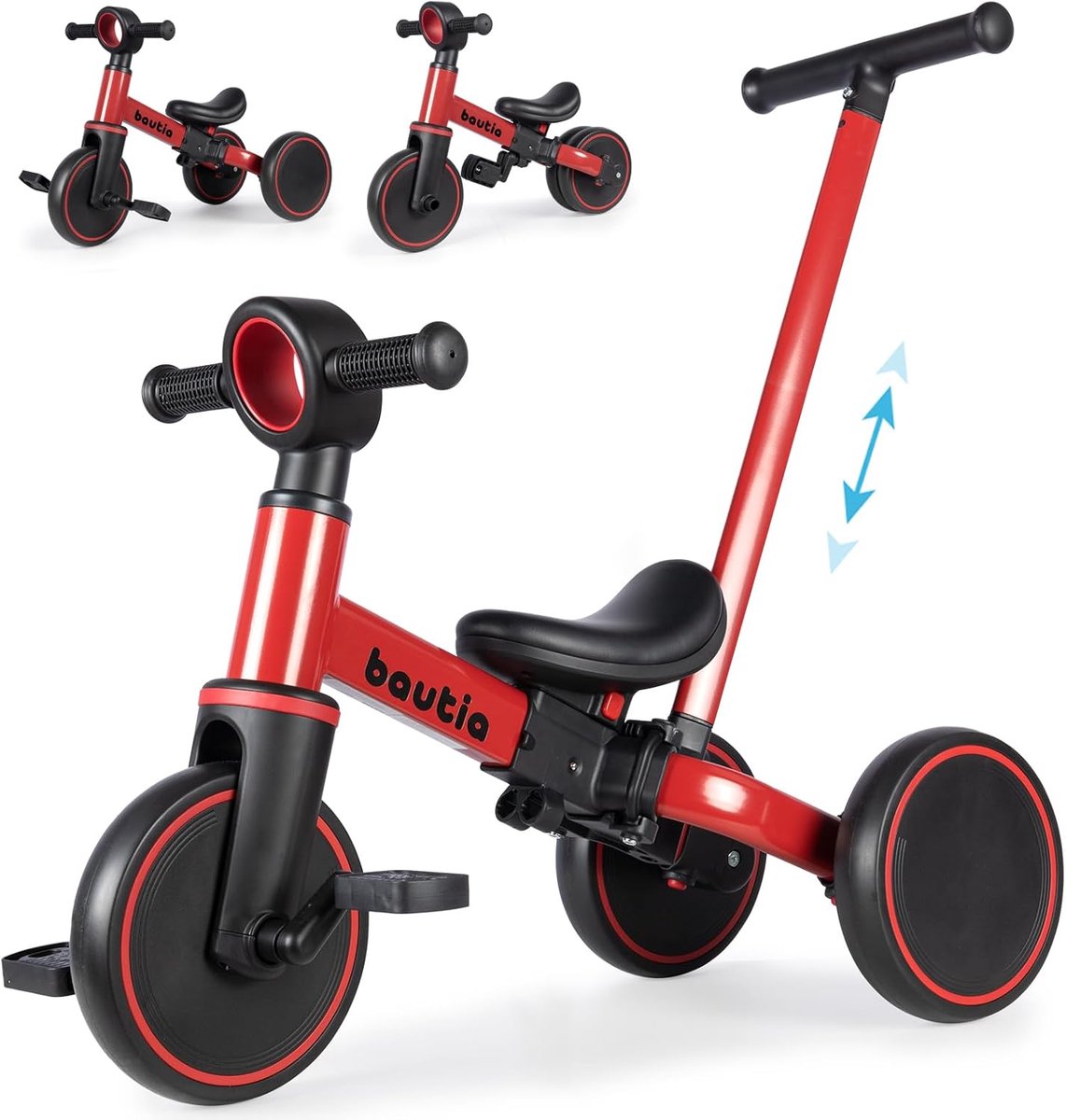Kindertricycle 5-in-1 Loopfiets Kinderen Kind Ontwikkeling Veelzijdige Groei Modi 34 x 69 x 68 cm Rood