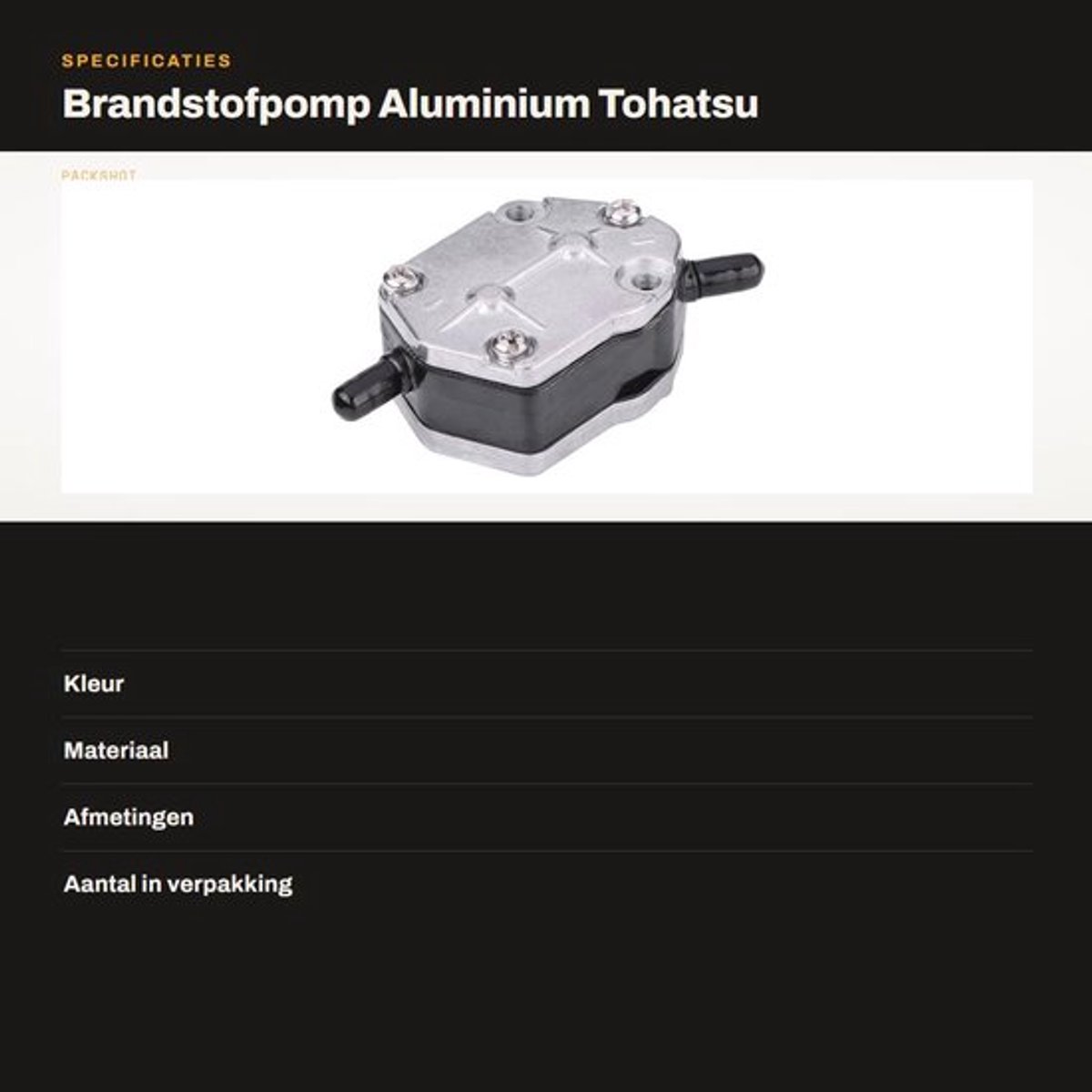 Vt products - Brandstofpomp Aluminium - Tohatsu Buitenboordmotor - Hoogwaardige