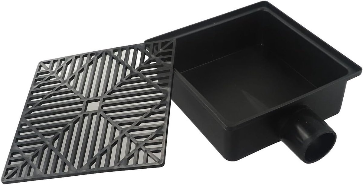 Afvoer Opvangbak - Drainage Systeem - Water Afvoeren - Laag Profiel Ontwerp - 23 x 23 cm - Zwart