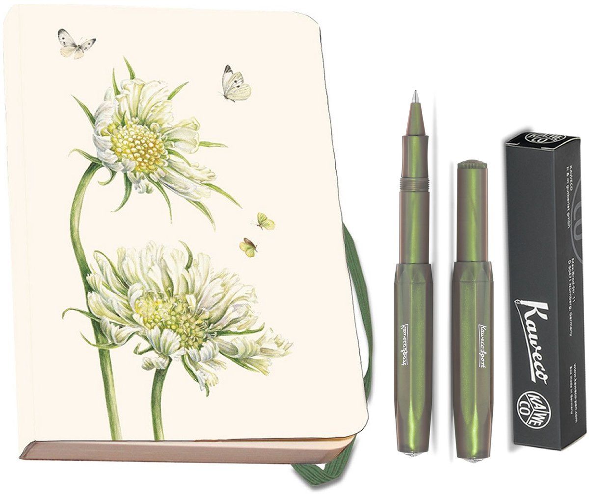 Kaweco - Bekking & Blitz - Schrijfwarenset - NOTEBOOK KLEIN 9,5X15 harde kaft groen - Rollerbal Shadow Green