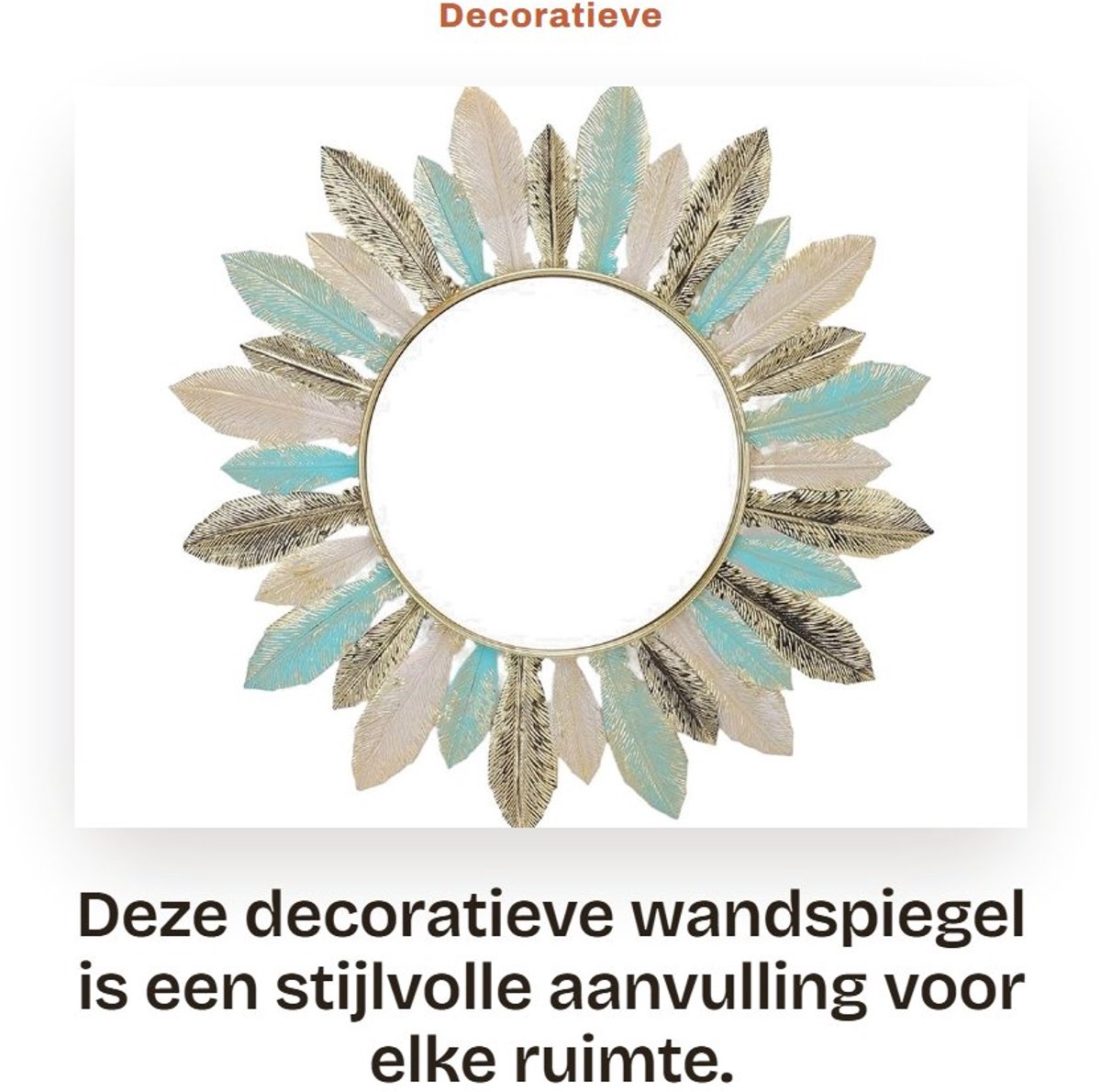 Dailygoods- Decoratieve Spiegel Uniek Design - Wandspiegel Metalen - Hangend Decor - Voor Woonkamer/Slaapkamer - Geschikt Voor Diverse Ruimtes - Accentueert Jouw Interieur
