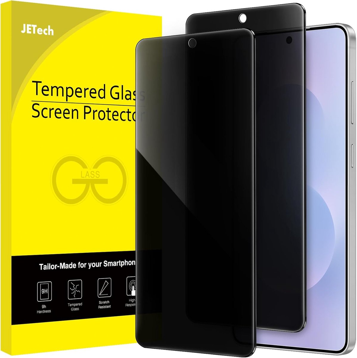 Thijox - JETech Privacy Screen Protector voor Samsung Galaxy S25 Edge, Anti-Spion Gehard Glas Film, Vingerafdruk ID Compatibel, 2-Stuks, Schermbescher