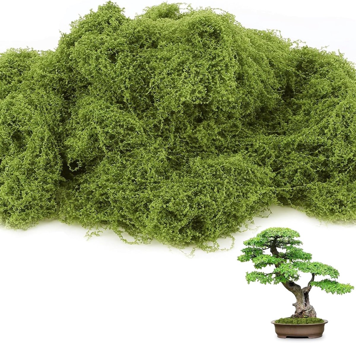 Thijox - 230 g Kunstmos Lichtgroen voor Modelbouw, Aquarium, Knutselaccessoires, Decoratie, Steekmassa voor Kunstbloemen en Mosballen