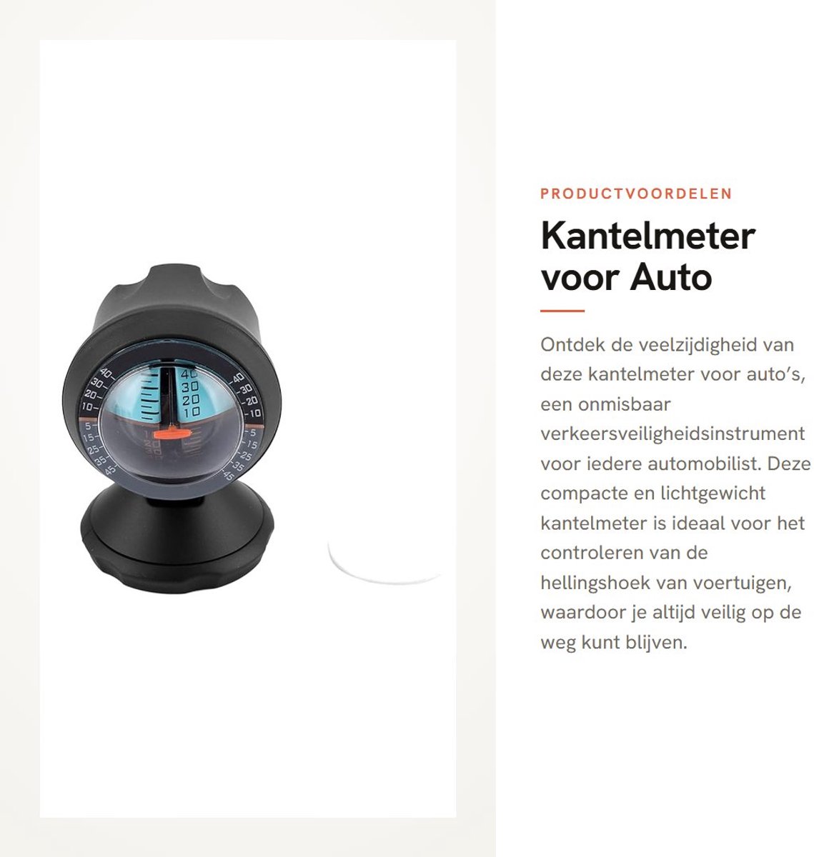 Dailygoods - Kantelmeter voor Auto - Verkeersveiligheidsinstrument - Compact en Lichtgewicht - Niveau-Kantelmeter - Voor Auto's en Voertuigen - 9 x 6...