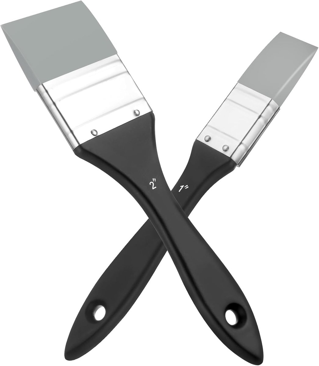 SnelShoppen - Set van 2 Siliconen Kwasten voor Schilderen met Acryl en Waterverf - 2.5cm en 5cm Breed - Perfect voor Creatieve Projecten en Hobby's