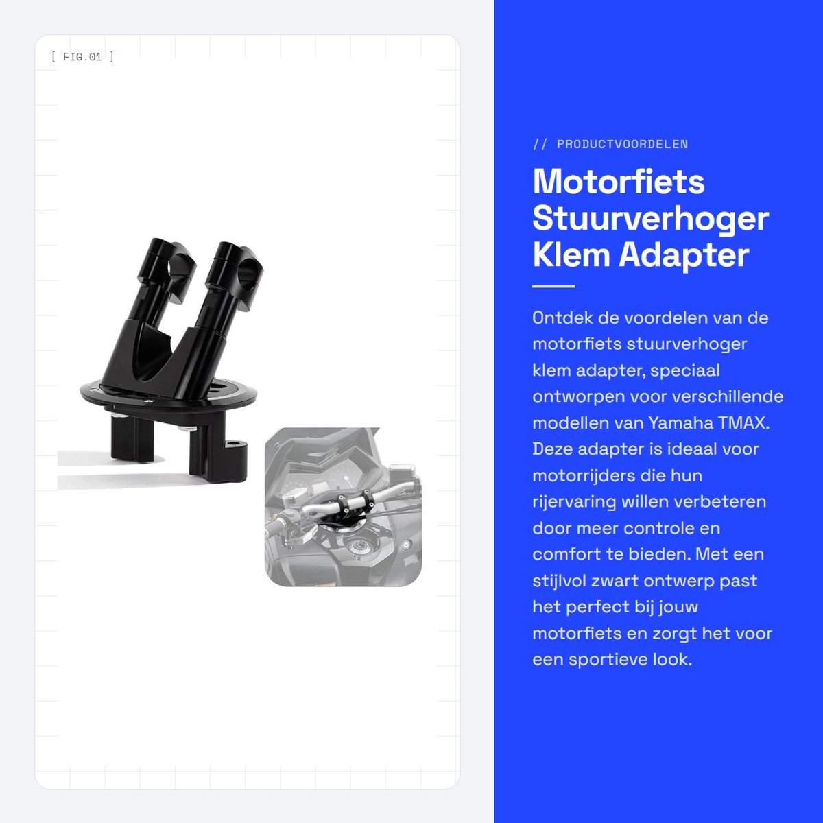 Dailygoods - Motorfiets Stuurverhoger - Klem Adapter - Verhoog je rijcomfort - Zwart - Motorfiets Accessoires - Verbeter je motorfiets - Geschikt voor...