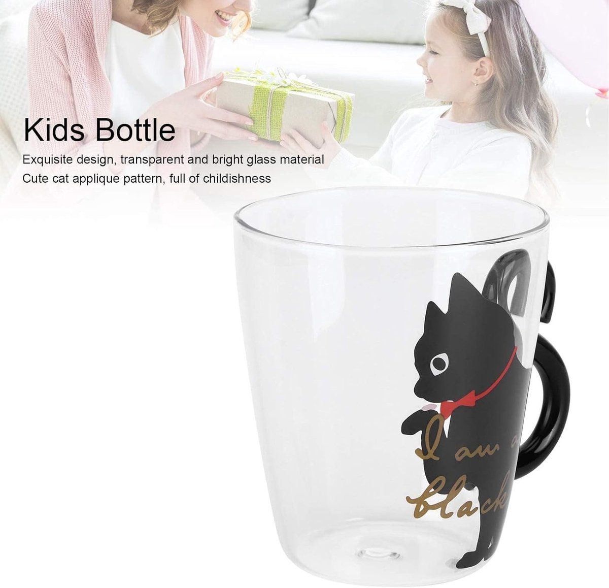 Set van 2 Schattige Kat Glazen Bekers, 300ml Borosilicaat Glazen Koffiemok voor Thee, Sap en Dranken