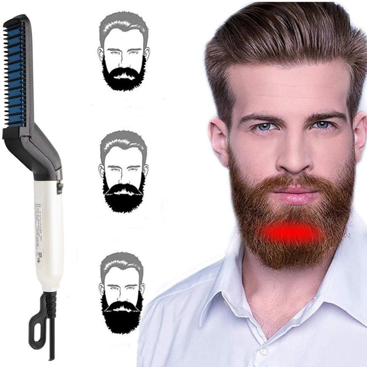 Thijox - Baardstijltang voor Mannen, Snelle Multifunctionele Haarkrultang voor Kroeshaar, Flexibele Baardkam voor Stijlvolle Mannen, Ideaal voor Thuis