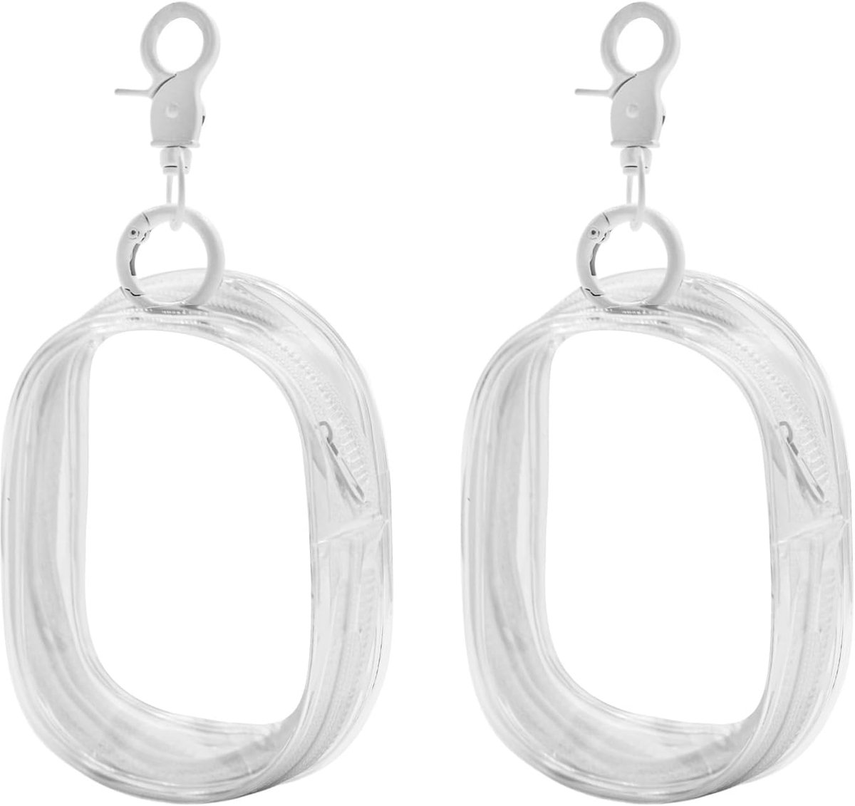 Thijox - 2 Stuks Mini Clear Make-up Tas Sleutelhanger Pouch met Rits - Transparante Coin Purse Kaarthouder - Modern en Praktisch voor Cosmetica, Wit