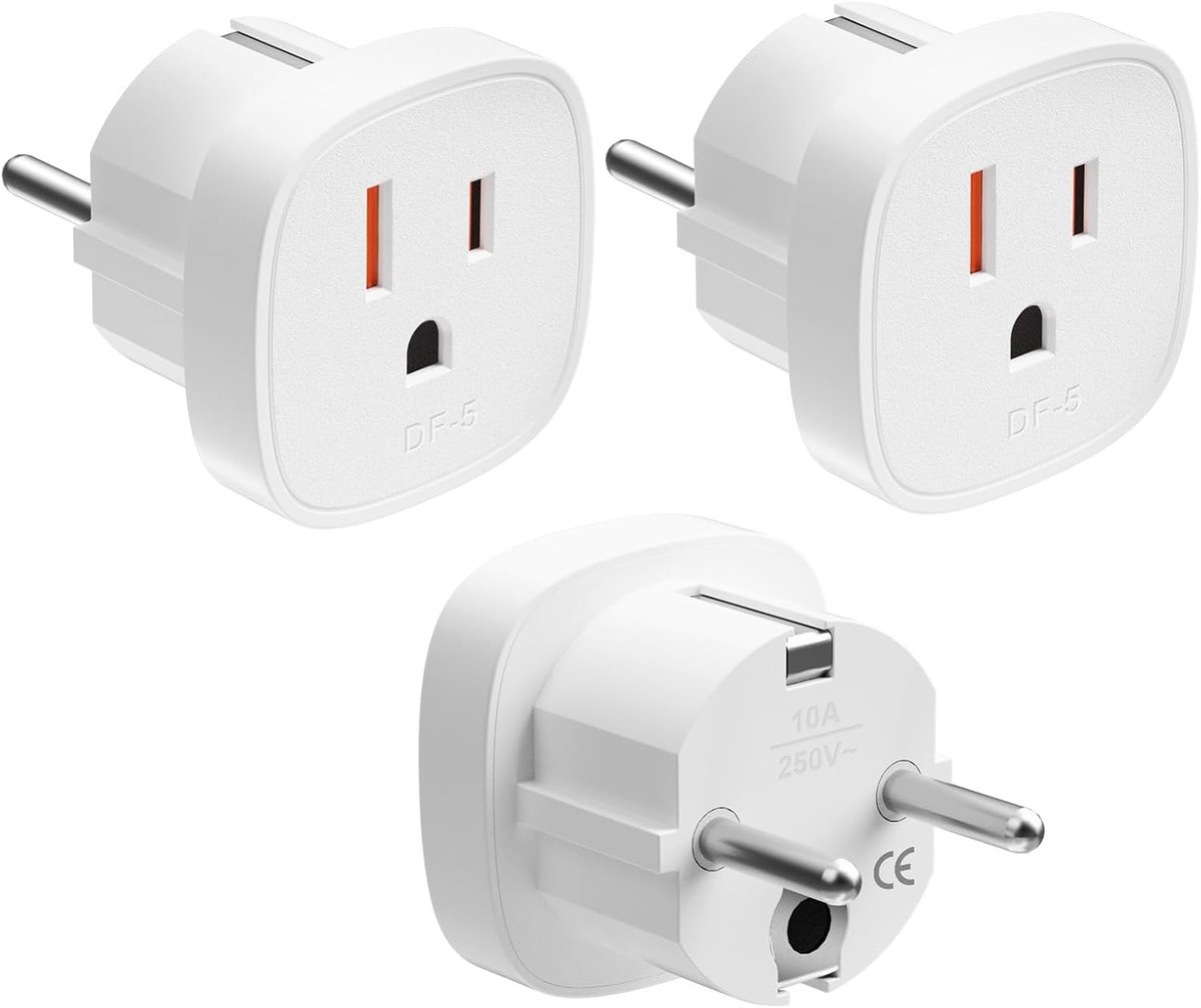 Thijox - USA naar EU Stekkeradapter - 3 Stuks - US naar EU Stekker Converter voor Reis, Camping en Thuisgebruik - Veilig en Betrouwbaar - 110-240V