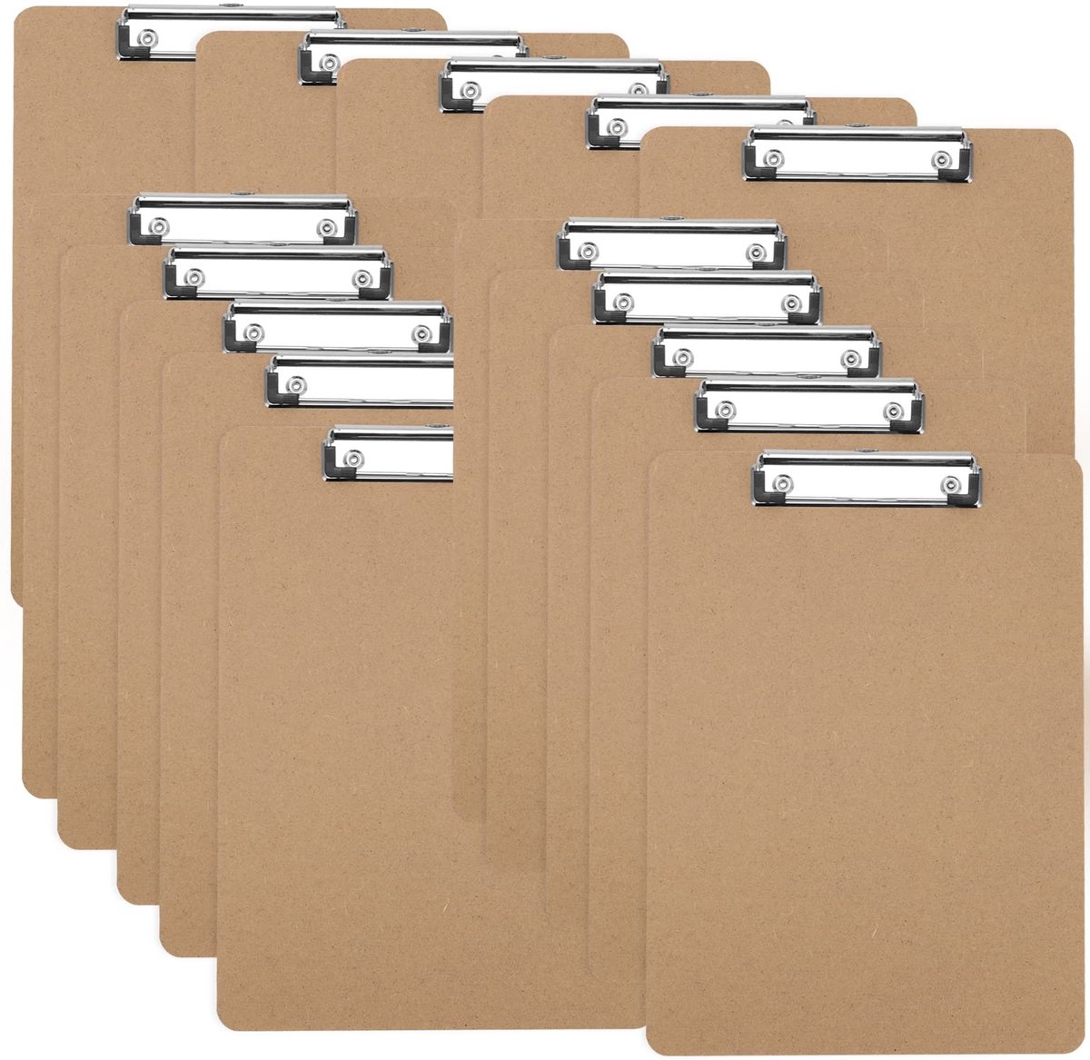 Dailygoods- Klembord A4 - 15-pack Houten Klemborden - Metalen Clip - Hangend Gat - Stevig en Duidelijk - Ideaal voor Kantoor en Wedstrijden - Clipboards