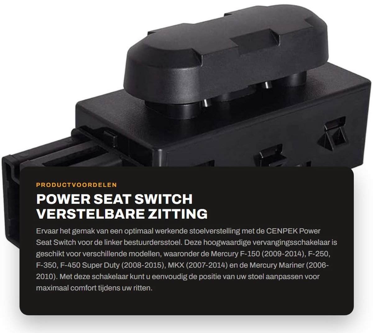 Dailygoods - Power Seat Switch - Verstelbare Zitting - Voorzijde Links - Compatibel met F-150 F-250 F-350 F-450 - Hoge Kwaliteit - Gemakkelijk te...