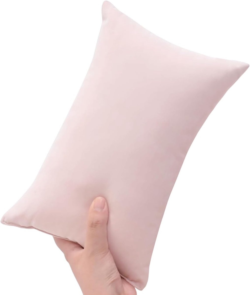 Thijox - Mini Kussens 11"x 7" - Katoenen Reiskussen voor Volwassenen, Kinderen en Huisdieren - Wasbaar, Roze, Ideaal voor Auto, Nek, Pols, Lendenen en